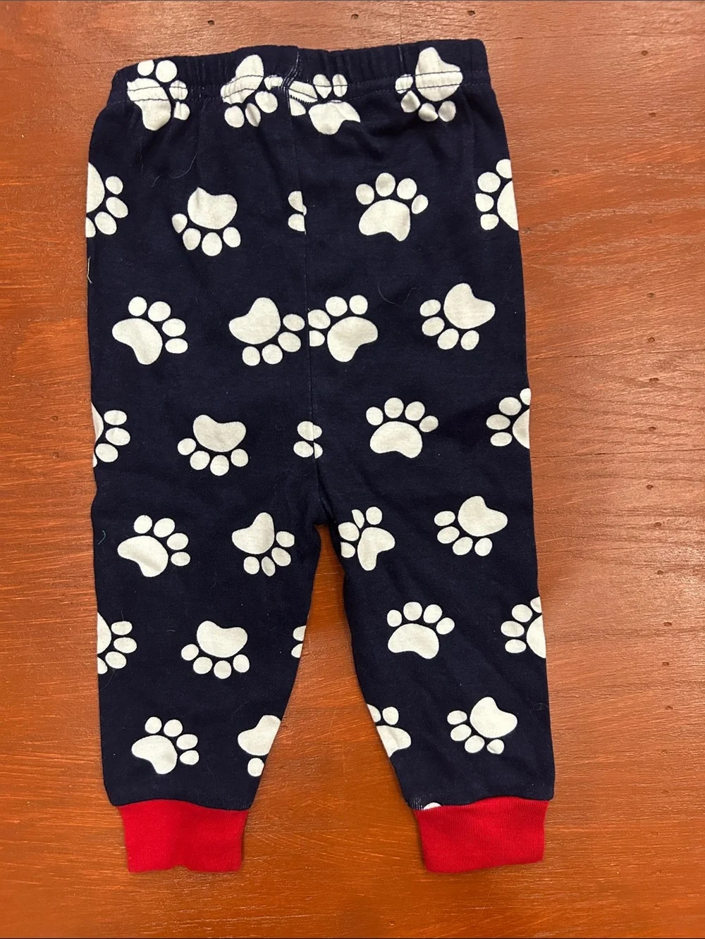 Gymboree Red Top with Navy and White Paw-Print Pants Pajama Set